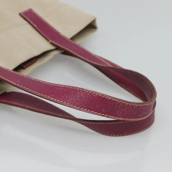 PRADA Hand Bag Canvas Leather Beige Purple Silver Auth - Picture 7 of 16